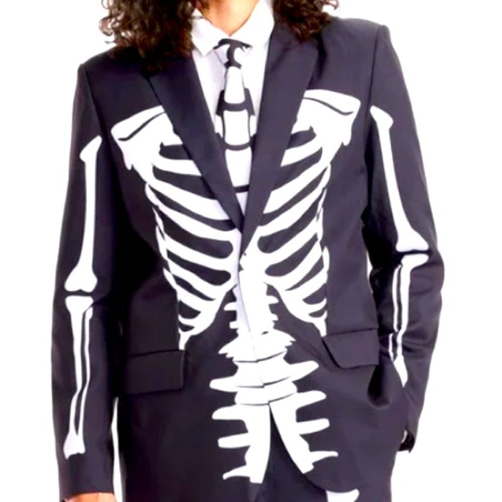 Tipsy Elves Men’s Skeleton Costume Blazer and Tie size 46” XXL NEW with tags